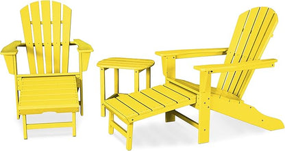 POLYWOOD Palm Coast Ultimate Adirondack Chair 3-Piece Set with Hideaway Ottoman