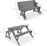 Best Choice Products 2-in-1 Transforming Interchangeable Outdoor Wooden Picnic Table Garden Bench for Backyard, Porch - Photo 7