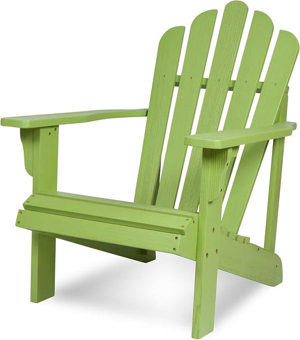 Shine Company Westport Wooden Adirondack Chair, Outdoor Patio Firepit Chairs, Back & Seat Pre-Assembled, Lime Green - Photo 1