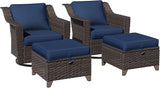 4 Pieces Patio Conversation Furniture Set - 2 Swivel Chairs, 2 Ottomans - Photo 7