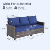 All Weather Patio Sofa, 3 Seat Outdoor Couch with High Back and Thick Cushions - Photo 2