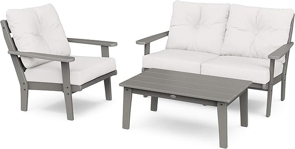 POLYWOOD® Lakeside Deep Seating Set, Slate Grey/Textured Linen - Photo 1
