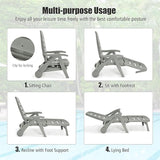 LDAILY Moccha Plastic Folding Lounge Chair, 5-Position Adjustable Chaise Lounge with 2 Rolling Wheels, Armrest - Photo 7