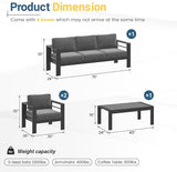 Solaste Aluminum Outdoor Patio Furniture Set, 5 Seats Patio Sectional Sofa with 5" Thick Cushion - Photo 2