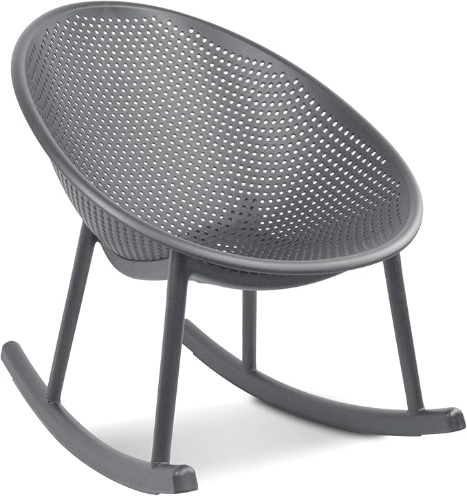 2xhome Set of 2 Patio Rocking Chairs | Oval Egg Shaped Lounge Rocker | All Weather Plastic | Modern Accent Side Chair for Indoor or Outdoor Use, Gray