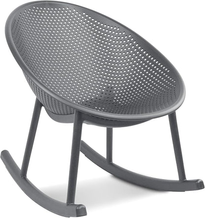 2xhome Set of 2 Patio Rocking Chairs | Oval Egg Shaped Lounge Rocker | All Weather Plastic | Modern Accent Side Chair for Indoor or Outdoor Use, Gray