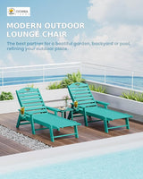 Chaise Lounge Outdoor with 6-Position, Oversized Patio Lounge Chairs with Cup Holder in HDPE - Photo 4