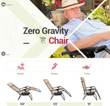 Homall 3 Pcs Zero Gravity Chair Patio Folding Recliner Outdoor Chaise Lounge Chairs Portable Reclining Chair Set with - Photo 4