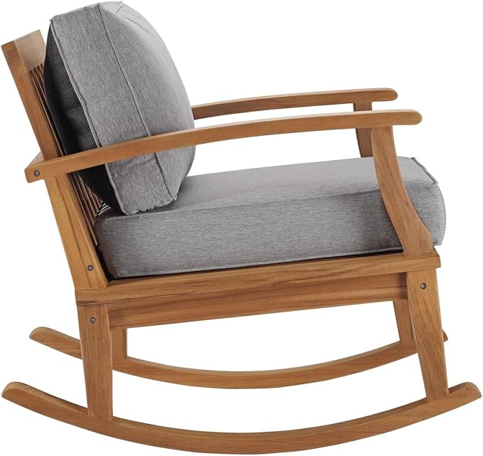 Modway EEI-4177-NAT-GRY Marina Patio Teak Rocking Chair, Natural Gray