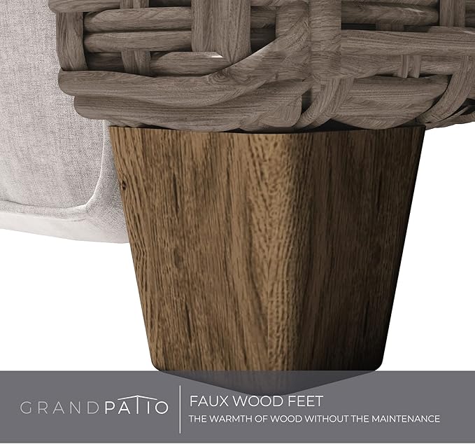 Grand patio Indoor & Outdoor Recliner Chair PE Wicker Patio Recliner with Flip Table Reclining Lounge Chair, Mist Grey - Photo 8