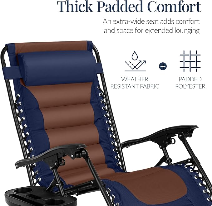 Best Choice Products Oversized Padded Zero Gravity Chair, Folding Outdoor Patio Recliner - Photo 5