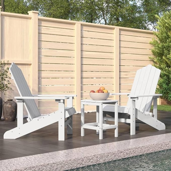 White HDPE Adirondack Garden Chair and Table Set, 2 Chairs and 1 Table, Durable Outdoor Furniture for Patio, Balcony - Photo 1