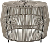 Round Outdoor Coffee Table, PE Wicker and Metal Frame, Weatherproof Gray Finish, 21.7 in Diameter - Photo 5
