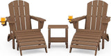 SERWALL 5-Piece Adirondack Chair and Ottoman and Table Set, Brown - Photo 1