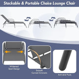 COSTWAY Outdoor Lounge Chairs Set of 2, Patio Chaise Lounge Recliner with Heavy Duty Steel Frame - Photo 5