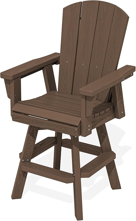 SERWALL HDPE Swivel Adirondack Bar Chair, Swivel Balcony Adirondack Chair, Outdoor Bar Height Barstools for Bistro, Poolside, Garden, Coffee