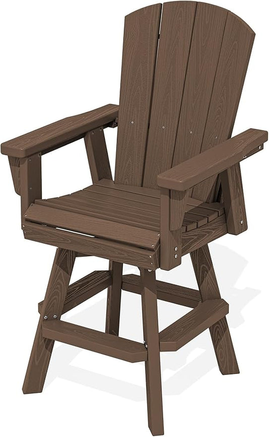 SERWALL HDPE Swivel Adirondack Bar Chair, Swivel Balcony Adirondack Chair, Outdoor Bar Height Barstools for Bistro, Poolside, Garden, Coffee
