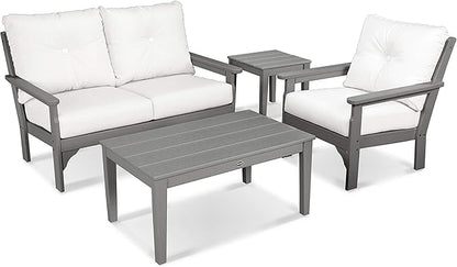 POLYWOOD® Vineyard 4-Piece Deep Seating Set in Slate Grey/Natural