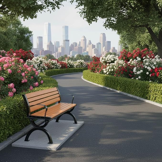 Patio Garden Bench 47" 59" 71" Outdoor Bench Cast Iron Metal Frame & Comfort Wood Seat, Backrest/Backless Porch Benches for Park, Yard, Porch, Lawn, Balcony, Backyard(Oranges,120cm/47.2")