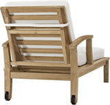 Modway Marina Premium Grade A Teak Wood Outdoor Patio Chaise Lounge Chair in Natural White - Photo 5
