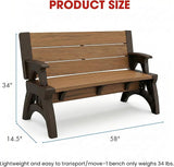 Convert-a-Bench 2-in-1 Outdoor Bench & Picnic Table - Foldable, Weather-Resistant Seating - Perfect for Patio, Lawn - Photo 2