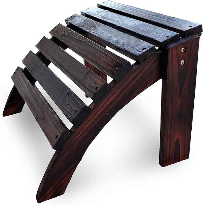 Shine Company Classic Wood Adirondack Chair Ottoman, Burnt Brown
