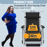 Slsy Zero Gravity Chair Oversized XL, Reclining Lounge Chair with Removable Cushion & Tray for Indoor and Outdoor - Photo 3