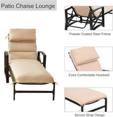 LOKATSE HOME Patio Chaise Lounge Chair Outdoor Furniture Reclining Adjustable with Cushion and Soft Pillow for Pool - Photo 4
