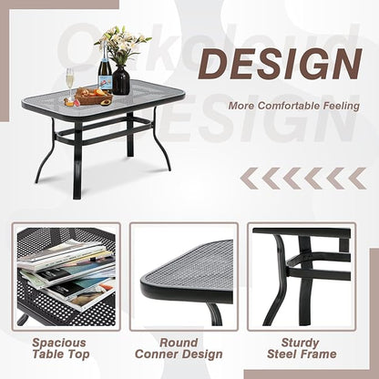 Oakcloud Outdoor 2 Pcs Patio Loveseat Bench Metal Frame Furniture Set with Thick Cushions and Coffee Table, Wrought Iron Look (Brown)