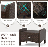 RELAX4LIFE Wicker Outdoor Ottomans for Patio - Set of 2 Rattan Footstools w/Removable Cushions - Photo 7