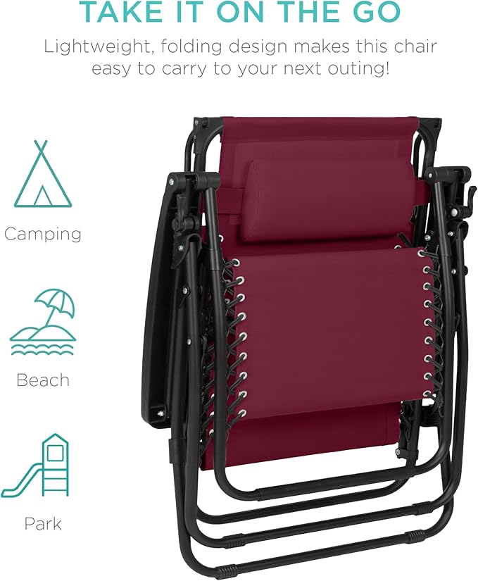 Best Choice Products 30” Wide Folding Zero Gravity Outdoor Recliner Patio Lounge Chair w/Adjustable Canopy Shade - Photo 9