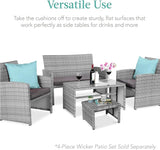 Best Choice Products Set of 2 Wicker Ottomans, Multipurpose Outdoor Furniture for Patio, Backyard, Additional Seating - Photo 4