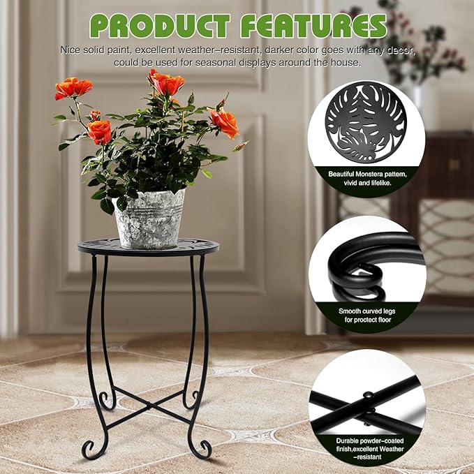 Fashion&cool Outdoor Side Tables, Weather Resistant Metal Patio Side Table - Photo 5