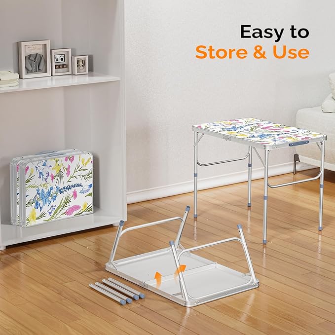 VINGLI 3FT Small Folding Camping Table Adjustable Height Aluminum Folding Table for Picnic Party BBQ - Photo 4