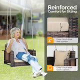 2 FT Wicker Porch Swing, Square Single Person Outdoor Hanging Swing Bench. Handwoven with Weatherproof PE Rattan - Photo 5