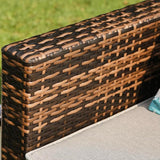 COSIEST All-Weather Patio Chair, Single Brown Wicker Chair with Thick Gray Cushions & Teal Pillow - Photo 4