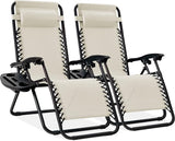 Best Choice Products Set of 2 Adjustable Steel Mesh Zero Gravity Lounge Chair Recliners w/Pillows and Cup Holder Trays - Photo 1