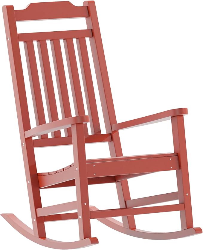 Flash Furniture Winston All-Weather Poly Resin Rocking Chair in Red