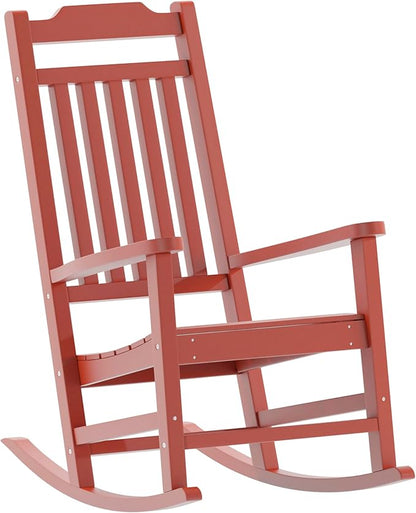 Flash Furniture Winston All-Weather Poly Resin Rocking Chair in Red