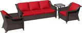 4 Pieces Patio Conversation Furniture Set - 1 Sofa, 2 Armchairs, 1 Side Table - Photo 6
