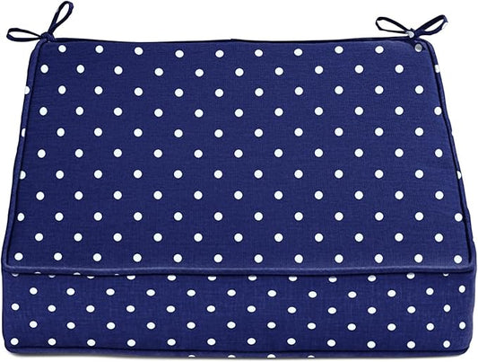 BrylaneHome Extra-Thick Seat Cushion - 23”L x 22”W x 5.5”H - Patio & Outdoor - Water, Stain & Fade Resistant - Evening Blue Dot