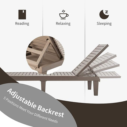 Giantex Set of 2 Outdoor Chaise Lounge Patio Recliner Chair with 5-Position Adjustable Backrest, Weather-Proof & Rust-Resistant Chaise Lounger for Patio, Beach, Balcony, Poolside