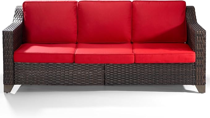 Joyside Patio Sofa - 3 Seater Rattan Sofa, All Weather High Back Sofa - Photo 6