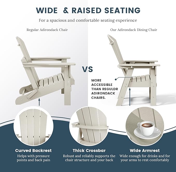 WO WESTIN OUTDOOR HDPE Laguna Adirondack Casual Patio Dining Chair,Sand