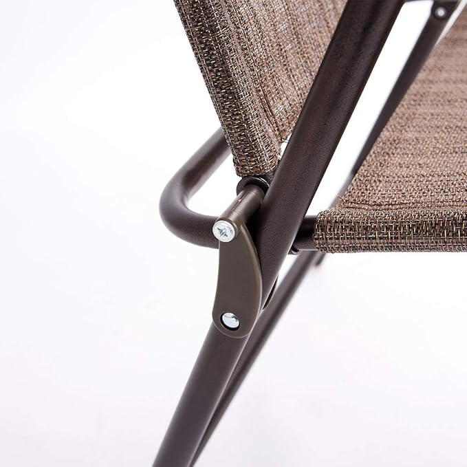 Giantex Set of 2 Patio Folding Chairs, Outdoor Patio Dining Chairs w/Armrest, Sling Back, Metal Frame - Photo 8