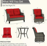 5 Piece Patio Furniture Set, 2-Seater Loveseat, 2 Swivel Glider Chairs and 2 Side Tables - Photo 2