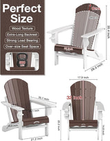 Folding Adirondack Chair –Recyclable HDPE Outdoor Adirondack Patio Chair with Cup Holder, Wood Texture & Umbrella Hole - Photo 2