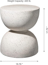 Glitzhome Outdoor Side Table, Round Accent End Table, Lightweight Hourglass Faux Terrazzo Decorative Garden Stool - Photo 2