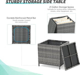 Verano Garden Outdoor Wicker Side Table Set of 2, Small Storage Rattan Wicker End Table - Photo 4