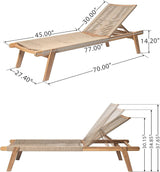 Christopher Knight Home Set of 2 Outdoor Patio Wood Adjustable Chaise Lounges with Rope Seating - Photo 4